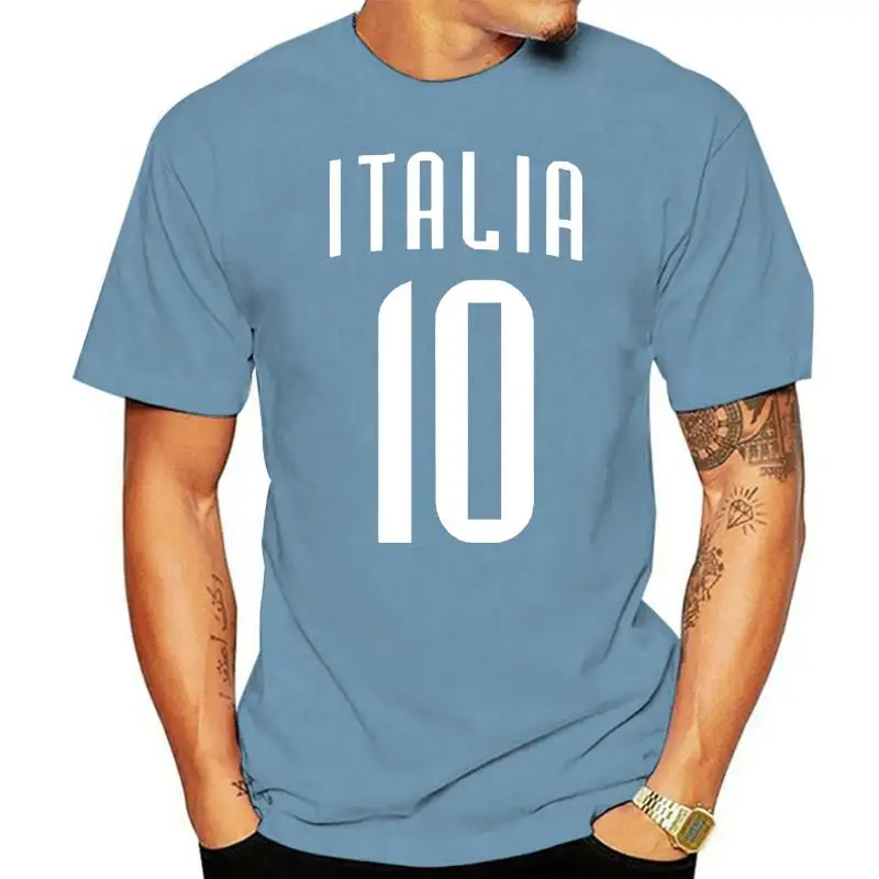 

New 2022 Summer Men'S 100% Cotton O Neck Italien T-Shirt Blau Br-10 2022 Jersey Trikot Nummer 10 Italia Soccers Tee Shirts