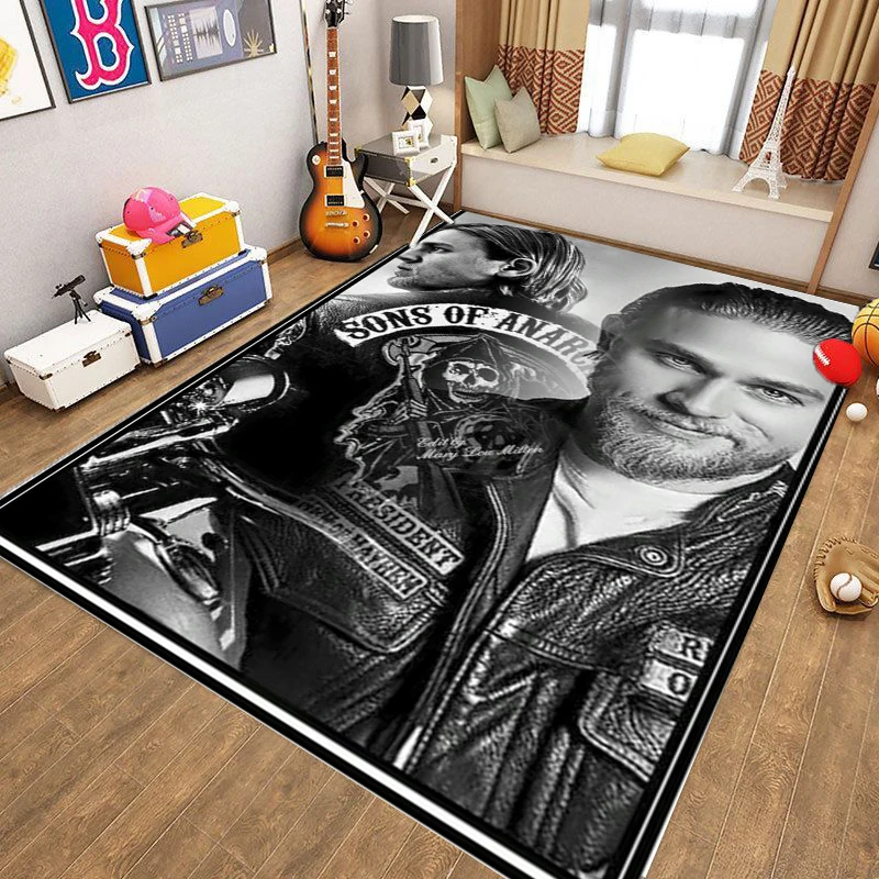 

3D Print Retro Sons of Anarchy Carpet Rug For Living Room Bedroom Decoration Floor Mat Non Slip Door Mats for Adult Kid Rooms