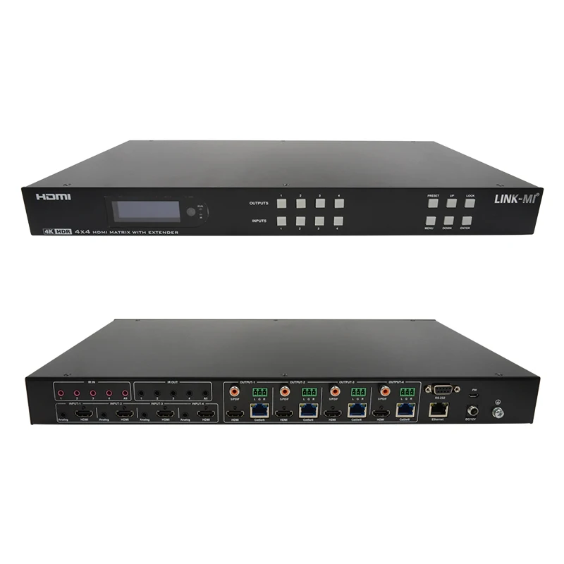 Фото Матричный удлинитель HDMI 70 м 4x4 с 4 петлями HDMI через Ethernet-кабель Ca6, поддержка 4K60 Гц, 18 Гбит/с, HDR, IR, SPDIF, EDID №3
