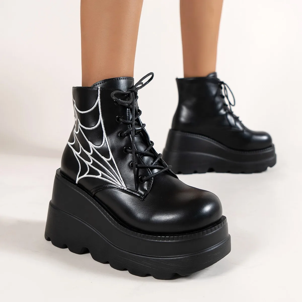 

New Goth Platform Ankle Chelsea Boots Women New Rock Chunky Grunge Wedges Motorcyccle Shoes Big Sizes 43 Booty Woman Short Boots