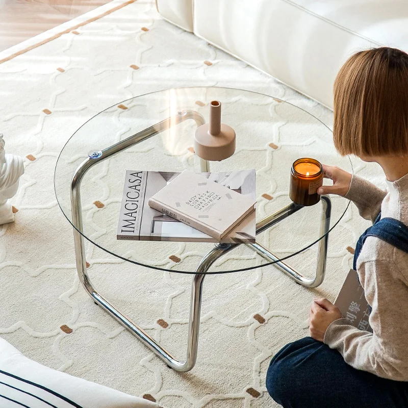 

Nordic Stainless Steel Tea Table Light Luxury and Simplicity Modern Living Room round Tea Table