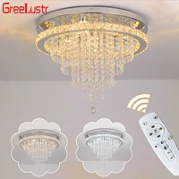 modern luxury crystal ceiling lamp with remote control ceiling chandeliers home dimmable pendant lights fixtures for bedroom