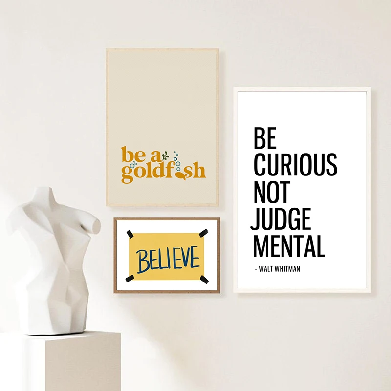 

Ted Lasso Quote Wall Art Canvas Paitning Yellow Believe Sign Prints Minimalist Motivational Poster Wall Pictures Home Room Decor