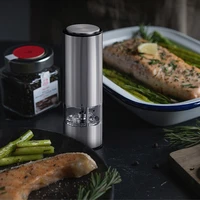 new traditional push button stainless steel electric pepper pepper sea salt grinder full automatic grinder