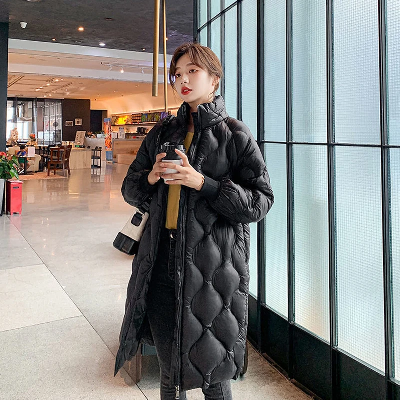 

2022 New parkas Cotton Long Puffer Jacket Women Winter Outerwear Stand Collar Pockets Autumn Clothes Lady Down Cotton Coat Femal