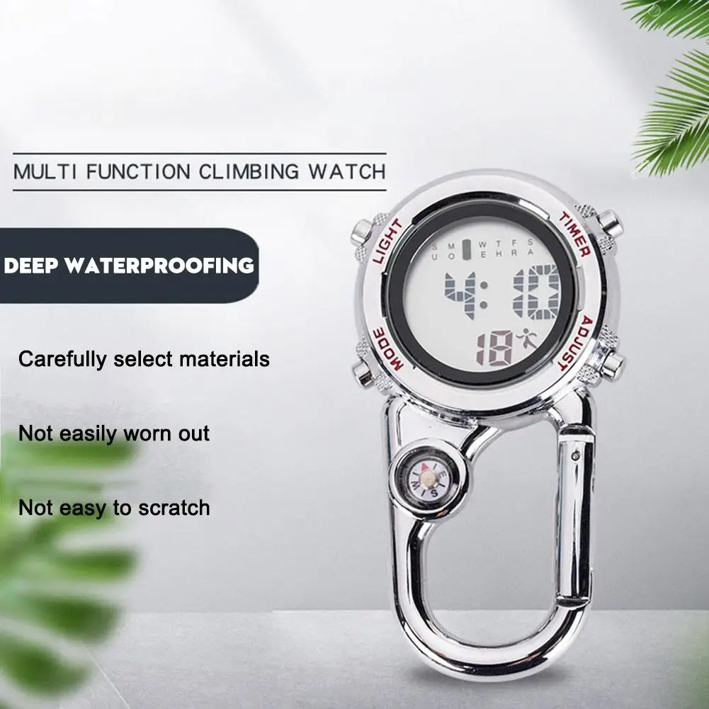 Многофункциональные электронные часы с карабином и будильником функция