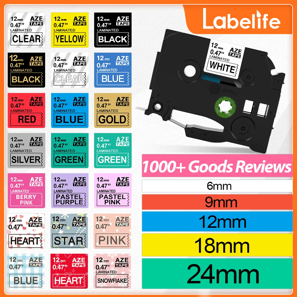 231 Label Tape 12mm Compatible for tze231 Brother Tape 12mm 18mm 24mm 221 241 251 for P touch Label Printer PTH110 PTD600 P710BT