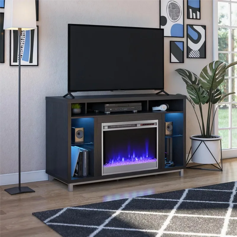 

Ameriwood Home Lumina Fireplace Tv Stand for Tvs Up To 48", Black Oak