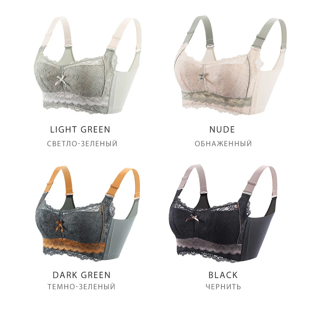 Wireless Bras for Women Thin Cup Lingeire Plus Size Lace Underwear Minimizer Brassiere B C D E Cup