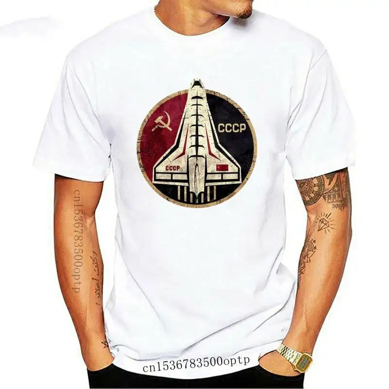 

New Classic Vintage CCCP T-shirt Men Space Shuttle Emblem Tshirt Short Sleeve USSR Rocket Investigation Summer T Shirt Cotton Te