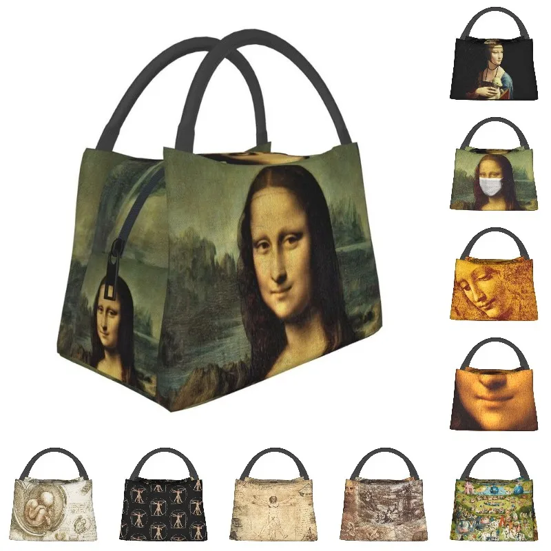 

Classic Mona Lisa By Leonardo Da Vinci Insulated Lunch Tote Bag for Painting Art Portable Cooler Thermal Bento Box Work Travel