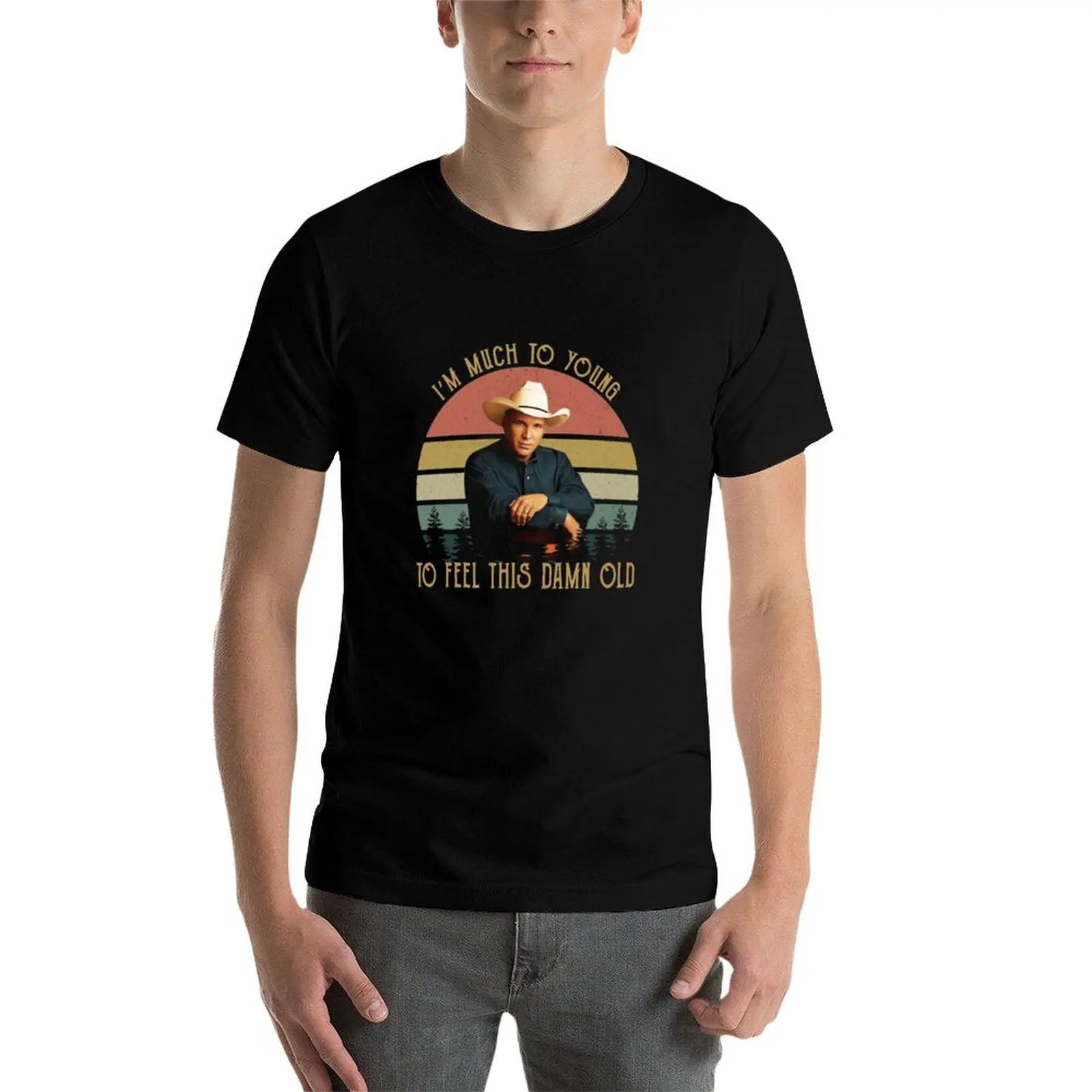 Фото Футболка I'm Much To Young To Feel This Damn Old Vintage Garth Tees Brooks, мужская футболка из 100% хлопка, люксовый бренд №3