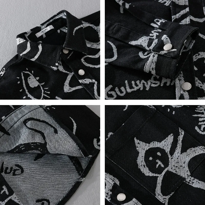 Осень-зима 9872 модные черные джинсовые куртки в стиле Харадзюку новинка 2023