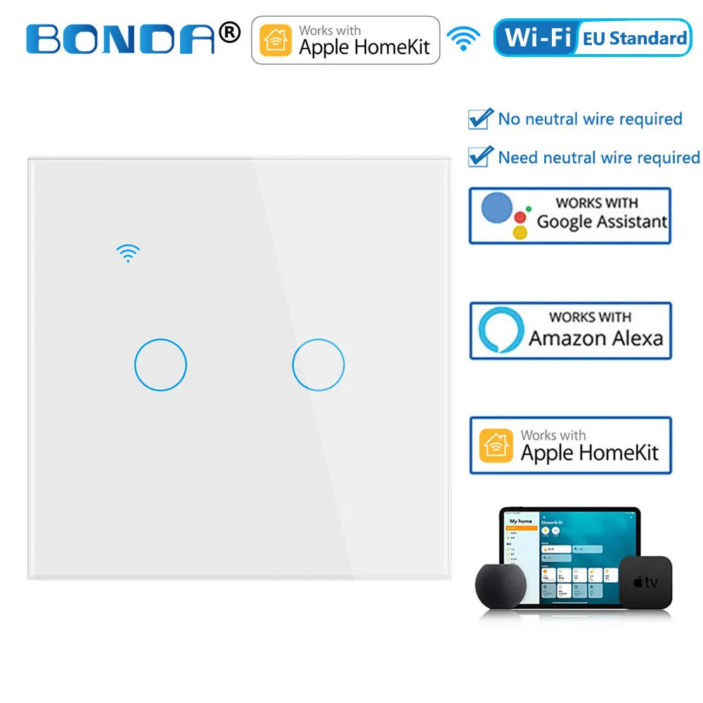 

BONDA Сенсорный умный переключатель Apple HomeKit 1/2/3 группы