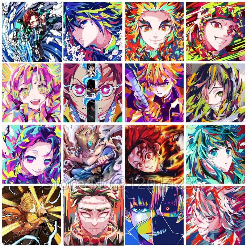 

Demon Slayer Diamond Painting Classic Japanese Anime Embroidery Diy 5D Cartoon Cross Stitch Kits Mosaic Picture of Rhinestones