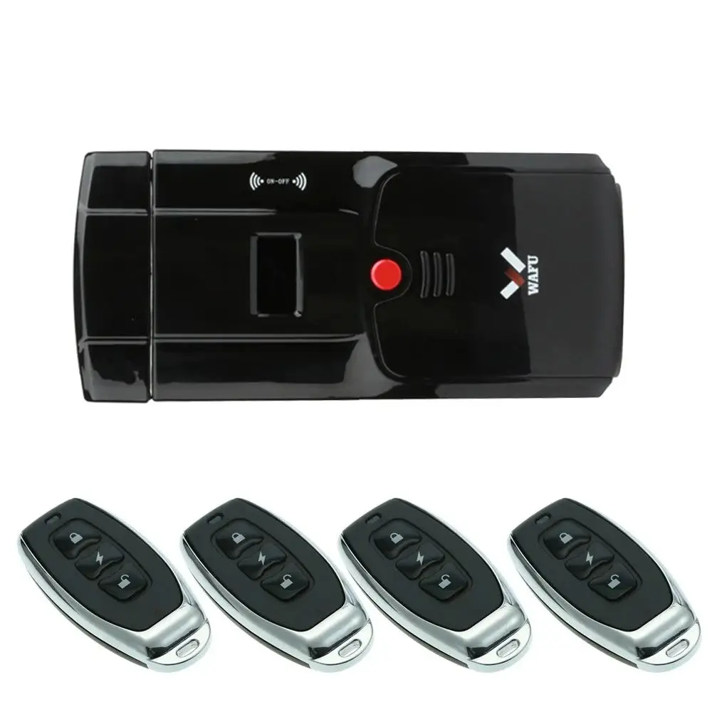 WAFU Anti-theft Door Lock, Intelligent Stealth Remote Control Lock, Hotel Door Lock with Keyless + 4 Remote Keys