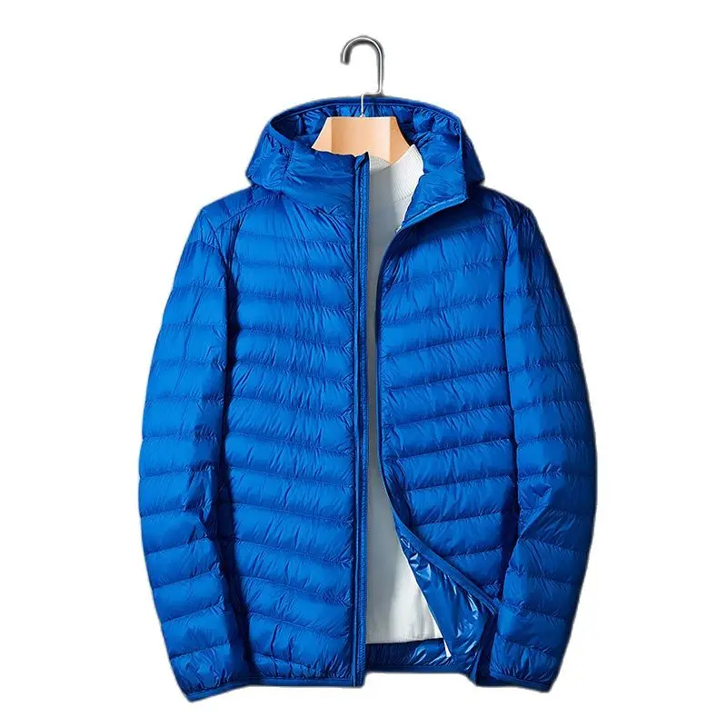 Lightweight White Duck Down Jackets Men Winter New Thermal Stand Collar Zipper Coat Fashion Casual Slim Fit Light Warm Overcoat