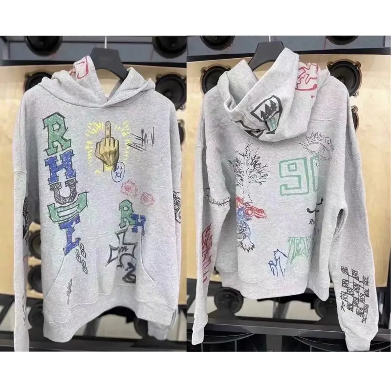 

Rhude Graffiti Rhude Hoodie Sweatshirts Oversize Men Women Winter Fashion Hooded