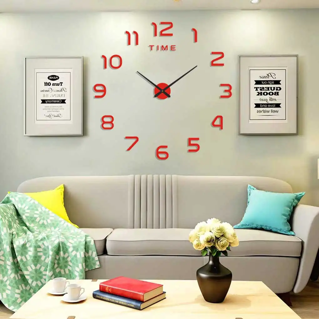 

20 Inch Mirror Wall Clock Silent Stickers DIY Digital Frameless Watch Modern Hanging Home Acrylic Watches Office