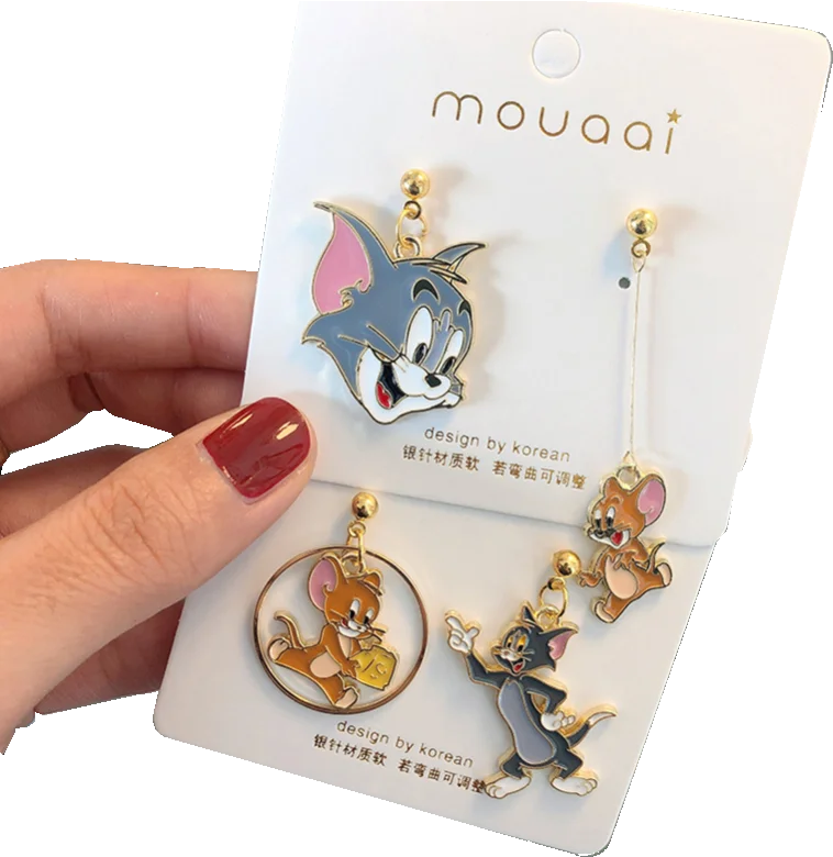 Серьги-гвоздики в стиле аниме Кот Том мышь 1 пара |