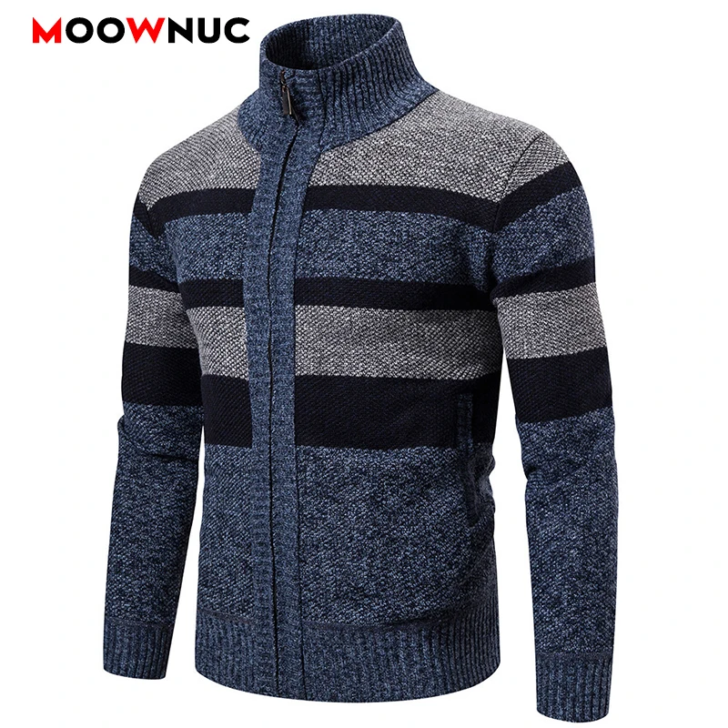 

2022 Spring New Autumn Winter Men's Fashion Sweaters Long Sleeves Cardigan Casual Coats Solid Thick Slim Warm Male MOOWNUC