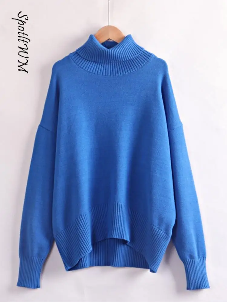 

Женский Однотонный свитер-водолазка с высоким воротником