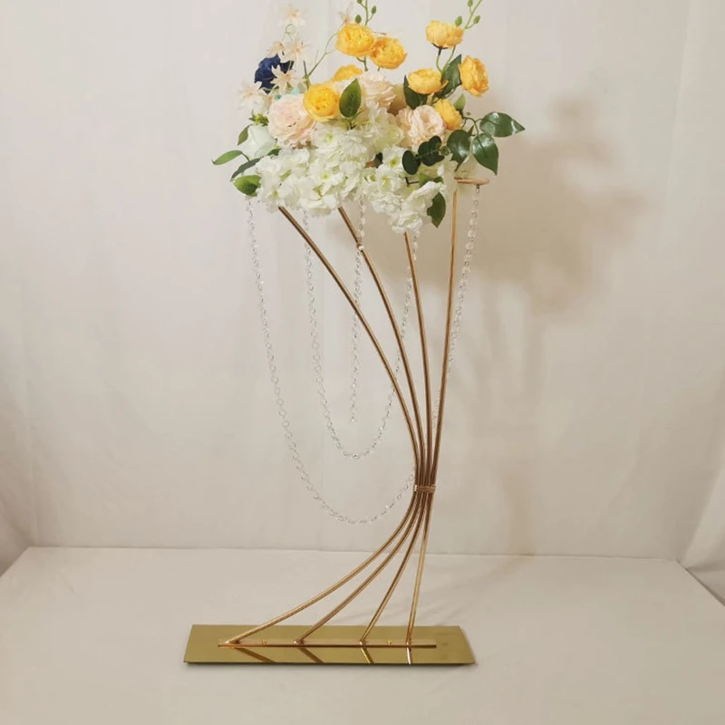 

2/5/10 pcs Shiny Gold Flowers Stand 84CM/ 33" Tall Metal Road Lead Wedding Centerpiece Decoration For Event Party Display stand