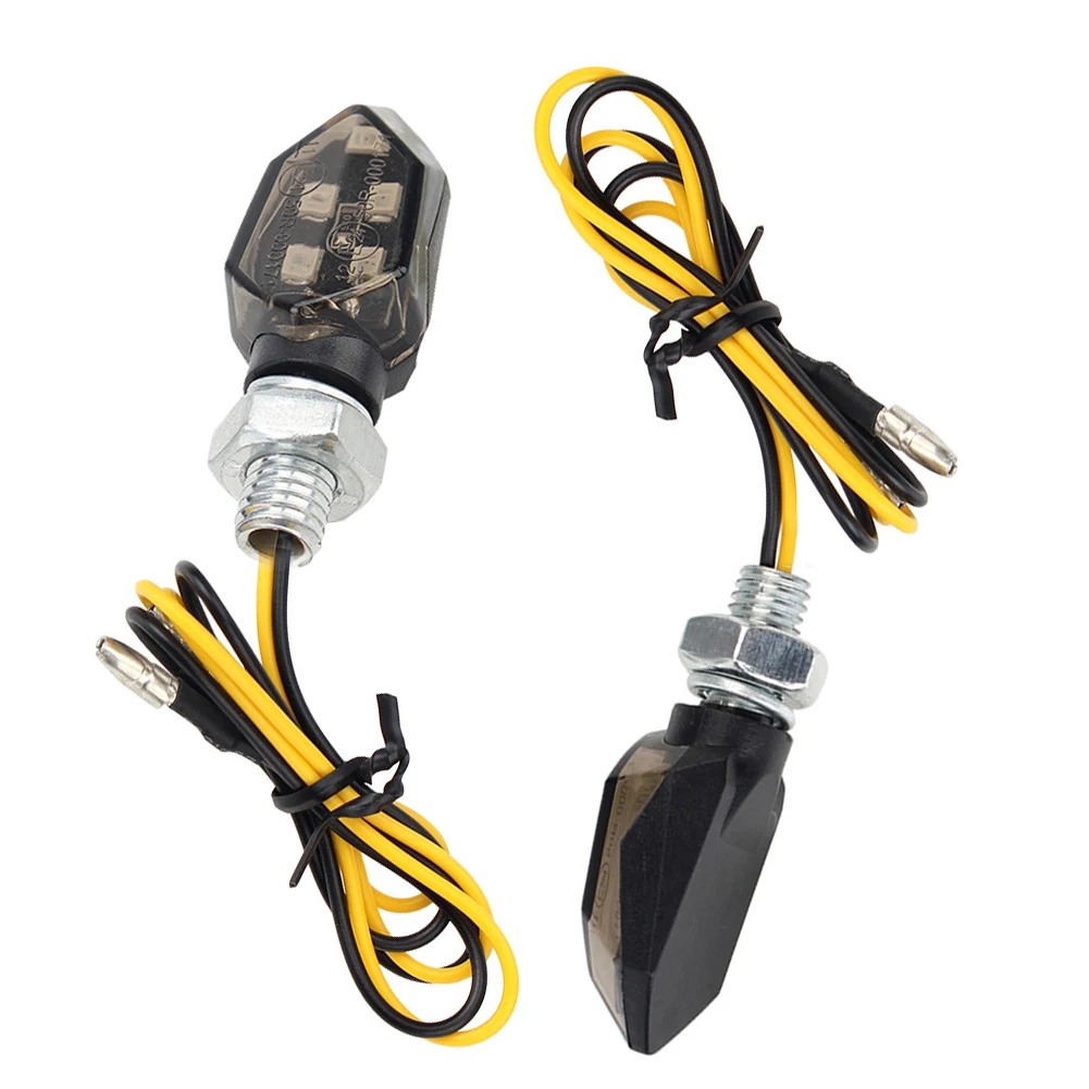 

2pcs Universal Amber LED Turn Signal Lights Black ABS Plastic Housing Mini Motorcycle Blinker Indicator Lamp