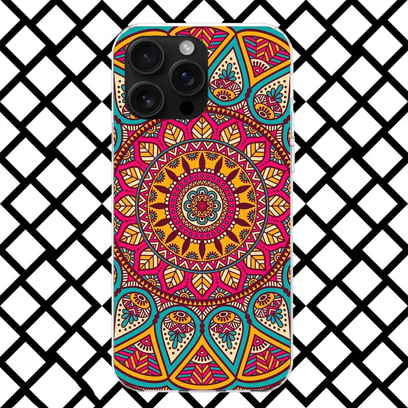 Фото Чехол для телефона с индийским узором Мандала для iPhone 17 Air, 16, 16E, 15, 14 Plus, 13 Mini, 12, 11 Pro Max, 7, 8 + SE 2020, мягкий чехол-накладка Fundas 17 A №2