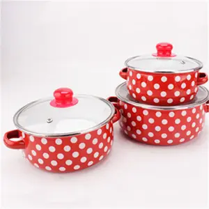 Milk Pot Enamel Pot Enamel Enamel Bowl Baby Food Bowl Bowl Ear Ear Pot Cartoon Rice Bowl with Lid Induction Pot Cooking