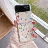 for samsung z flip 3 5g graffiti love heart clear transparent phone case for galaxy z flip3 5g sm f711b hard pc protective cover