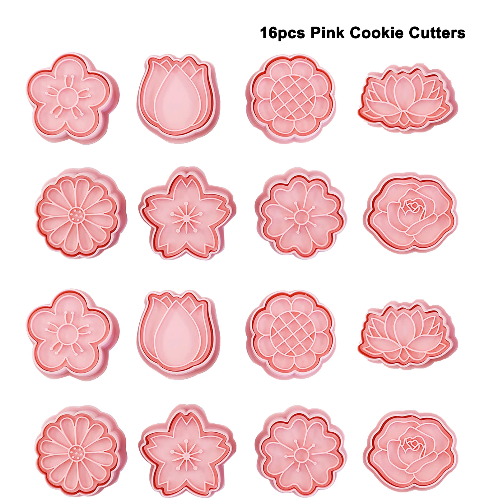 

16 шт. форма для выпечки в форме цветка, пластиковая Милая фотоформа, розовые весенние мягкие штампы, товары для рукоделия