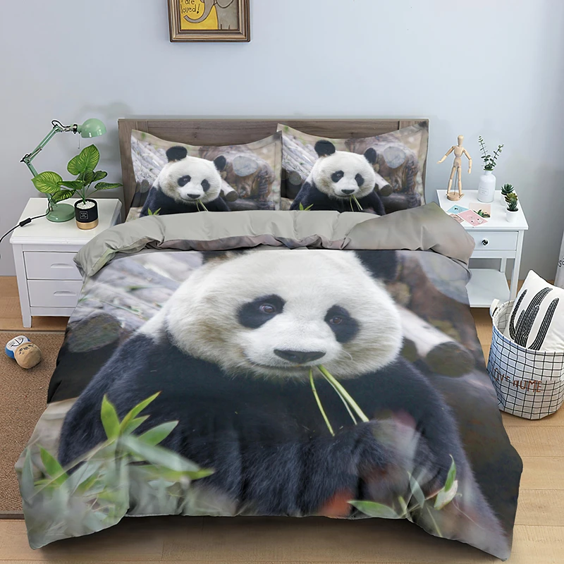 

Panda Bedding Set 3D Printed Animal 3D Cover Twin Full Queen King Double UK Supking Sizes Three-piece Pillowcase 2/3Pcs