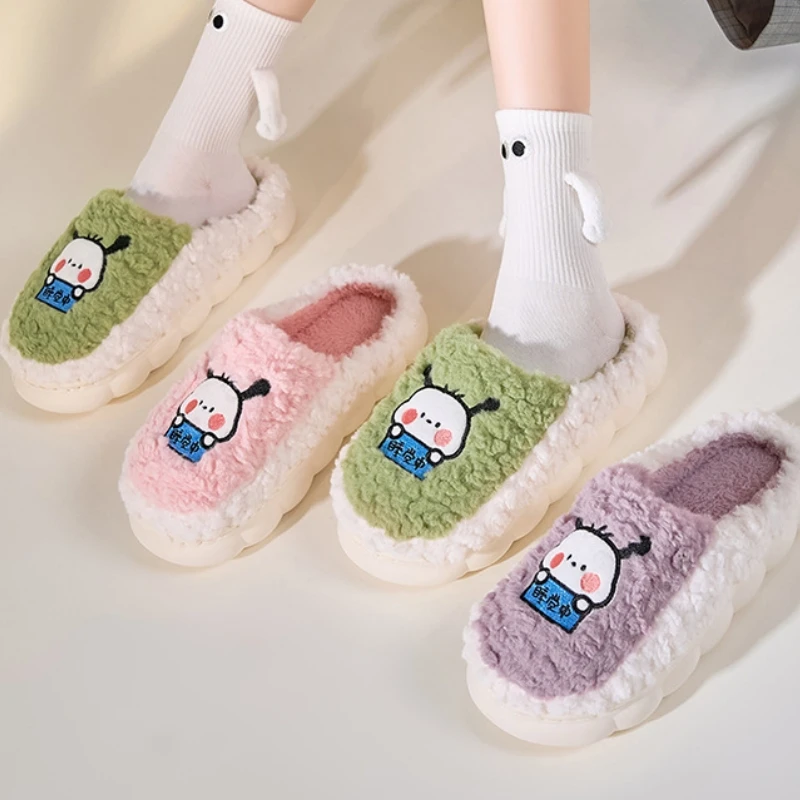 

Новинка Sanrio Kawaii полачко хлопковые тапочки женские осенние и зимние теплые Нескользящие домашние Мультяшные Тапочки для пар подарок