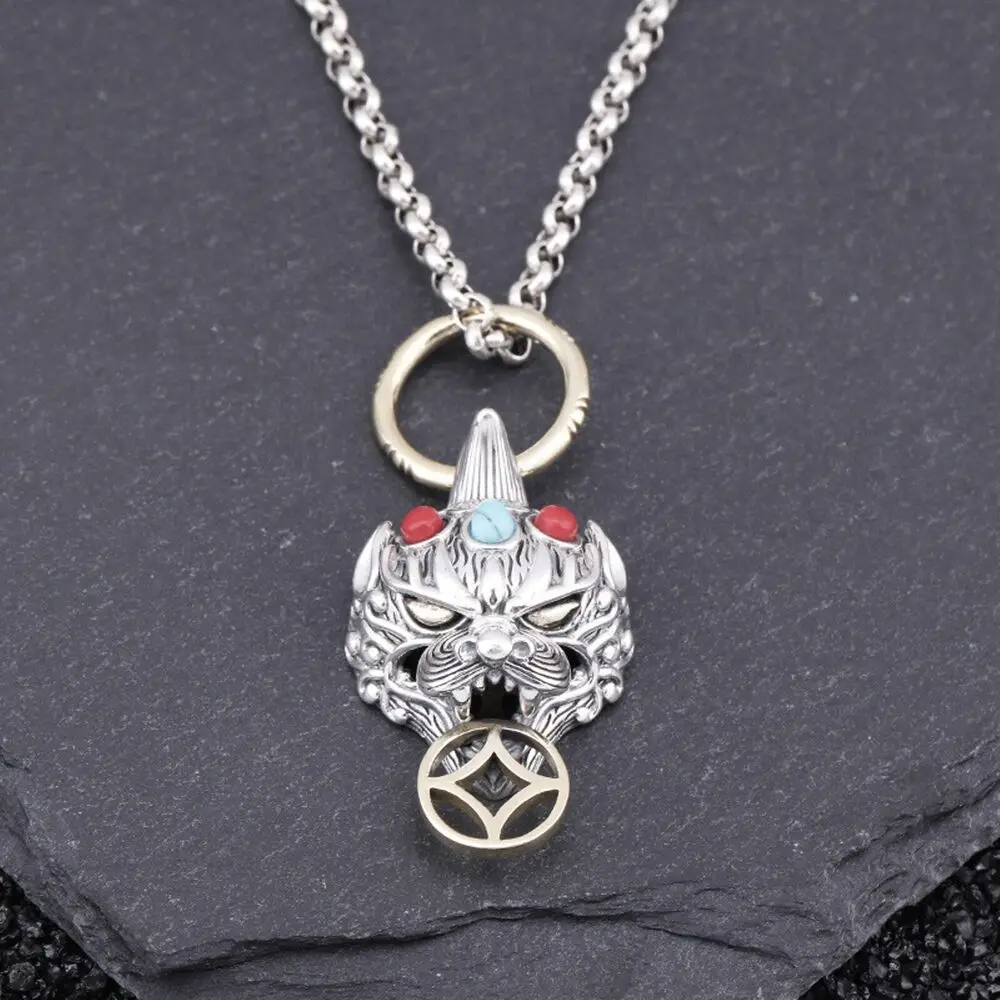 

Real S925 Sterling Silver Lucky Men Women Hollow Coin Pixiu Circle Pendant 17g