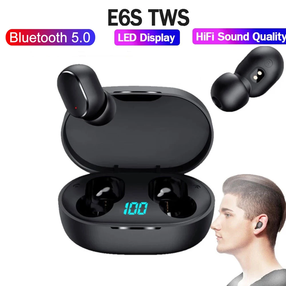 

Беспроводная Bluetooth-гарнитура E6S, TWS, с микрофоном и шумоподавлением