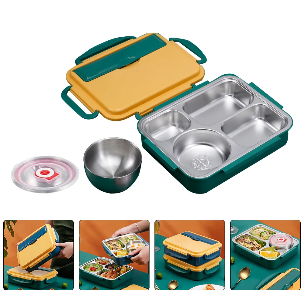 

1 Set Meal Plan Container Lunch Serving Box Steel Divided Bento Box Fridge Food Containers Bento Box with Bowl