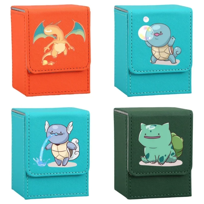 Фото Чехол для карт Pokemon Anime Charizard Charmander Bulbasaur Ivysaur Squirtle, кожаные фигурки «сделай сам», коробка для хранения игровой коллекции №1
