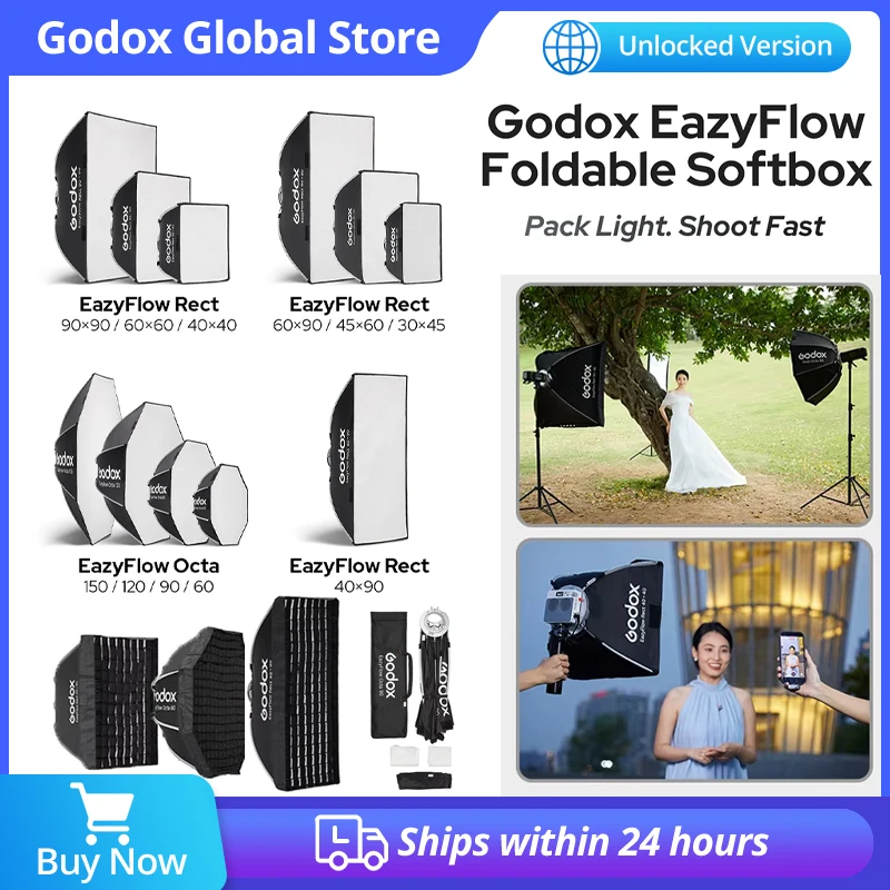 Фото Складной софтбокс Godox EazyFlow с креплением Bowens, портативный, быстроразборный, для фотостудии, диффузор для вспышки и LED-освещения №1