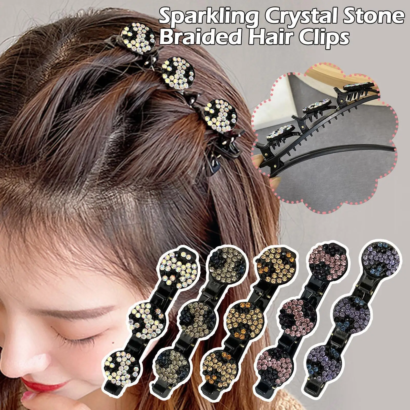 

1 шт., плетеная заколка для волос с блестящими кристаллами