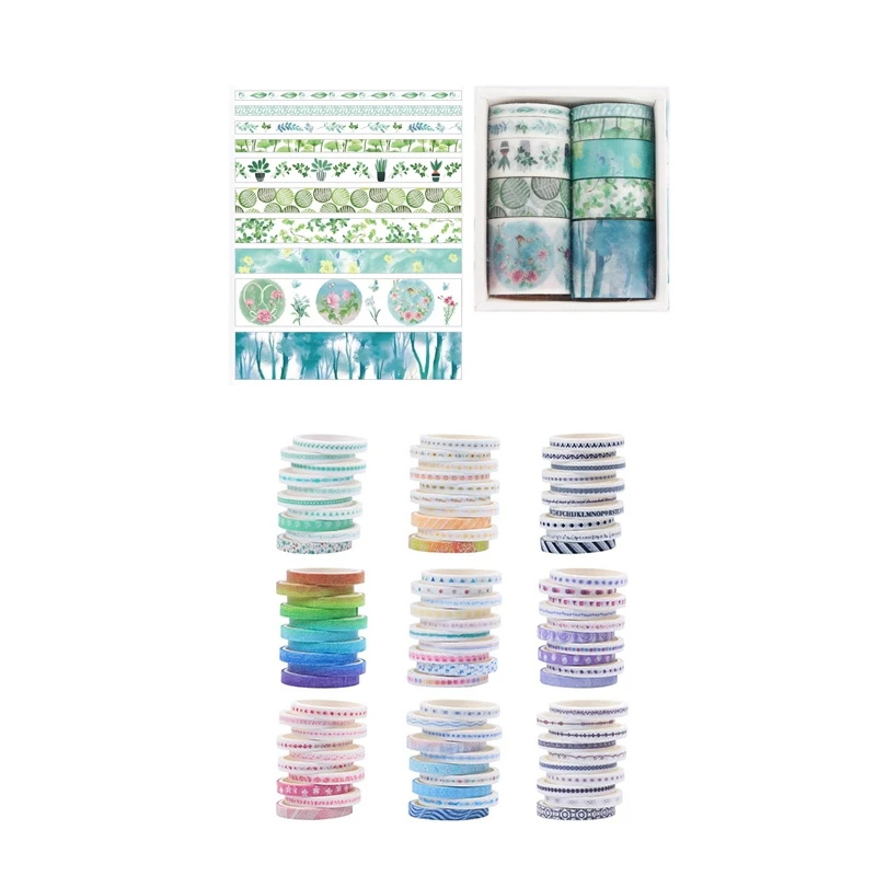 

10Pcs/Set Decorative Kawaii Washi Tape Set Japanese Paper Stickers F & 90 Roll Masking Tape Set, Decorative Tapes