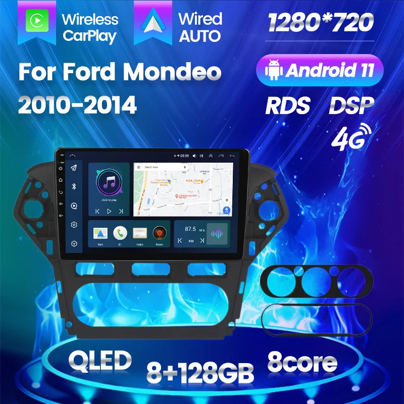 

Автомагнитола для Ford Mondeo 4 2010 - 2014 Android авто сенсорный экран QLED стерео навигация Мультимедиа DSP 8 ядер без Dvd RDS FM/AM BT 4G LTE WIFI 8-ядерная Автомобильное радио Стерео ресивер Радиоприемник