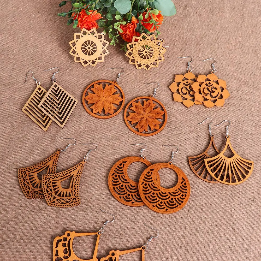 

Craft Wood Earrings DIY Bohemian Dangle Earrings African Earring Making Pendant