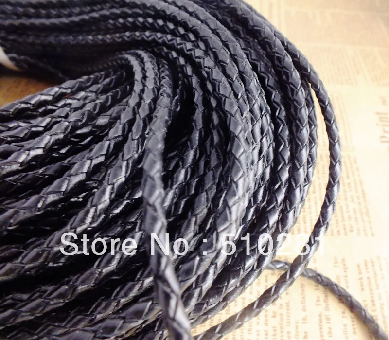 

100 м/лот 3 мм черный плетеный кожаный шнур, ювелирные аксессуары