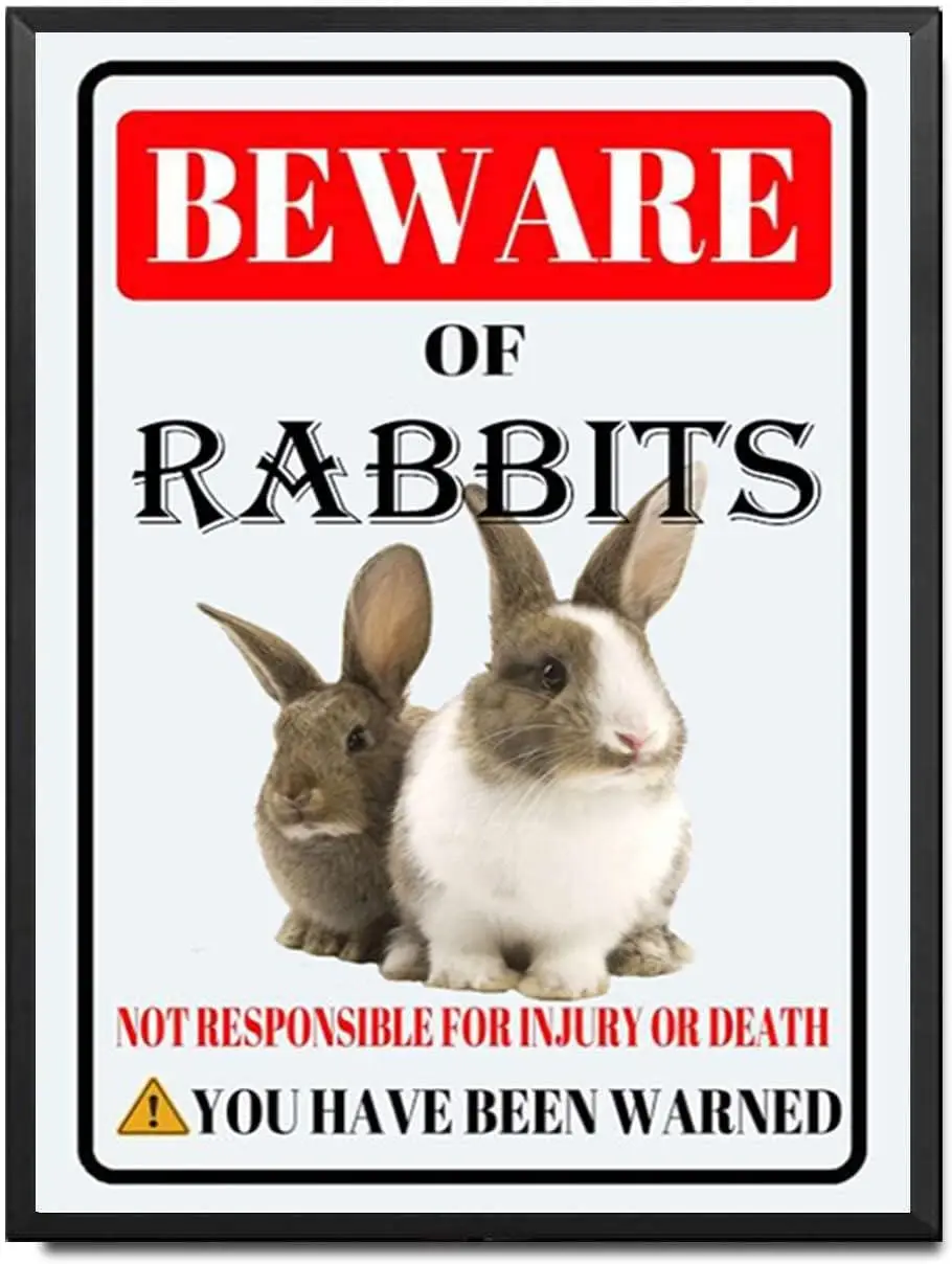 Кролики жестяной знак Остерегайтесь кроликов металлический знак Забавный домашний декор для стен внешние искусственные украшения