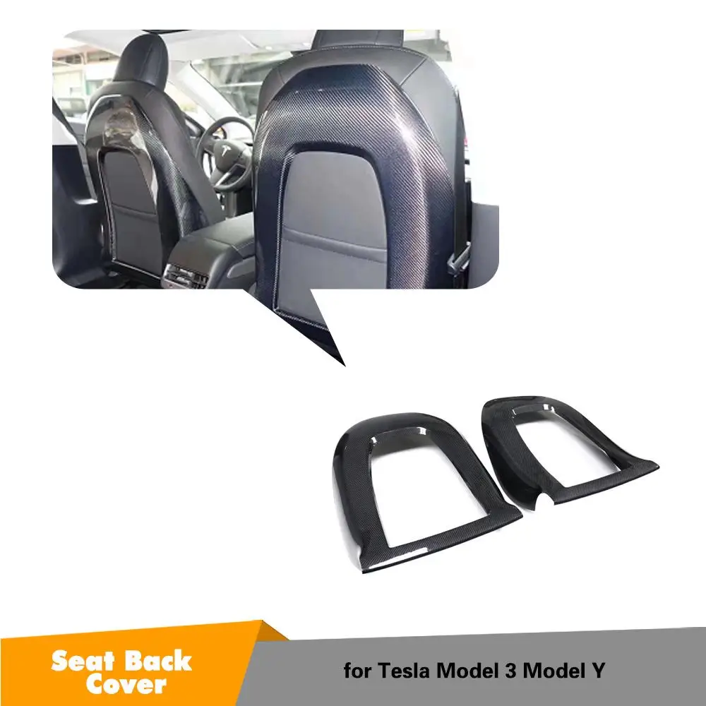 

Dry Carbon Fiber Seat Back Cover Trim For Tesla Model Y 2014 - 2020 Car Interior Seat Cover Trim Moulding