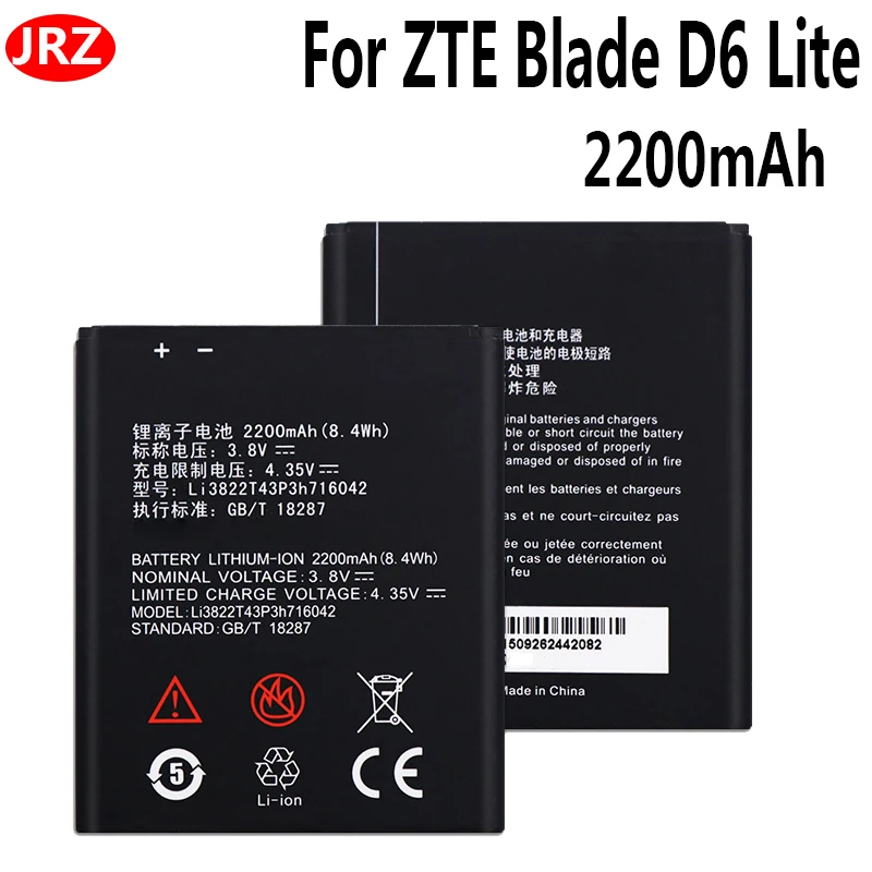 

For ZTE Blade D6 Lite Battery 2200mAh Mobile Phone Replacement Batteria Batterie Li3822T43P3H716042 Accumulator AKKU