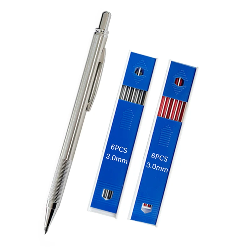 Set With Black/red Leads Stainless Steel Metal Mechanical Pencil Sketch Crafting Automatic Pencils 2b