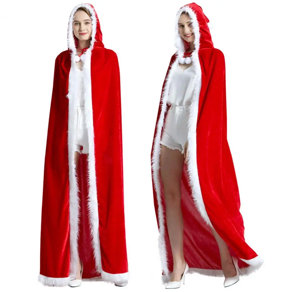 

Халат, накидка с меховым помпоном, декоративная накидка с Санта-Клаусом, легкий теплый длинный плащ Санта-Клауса