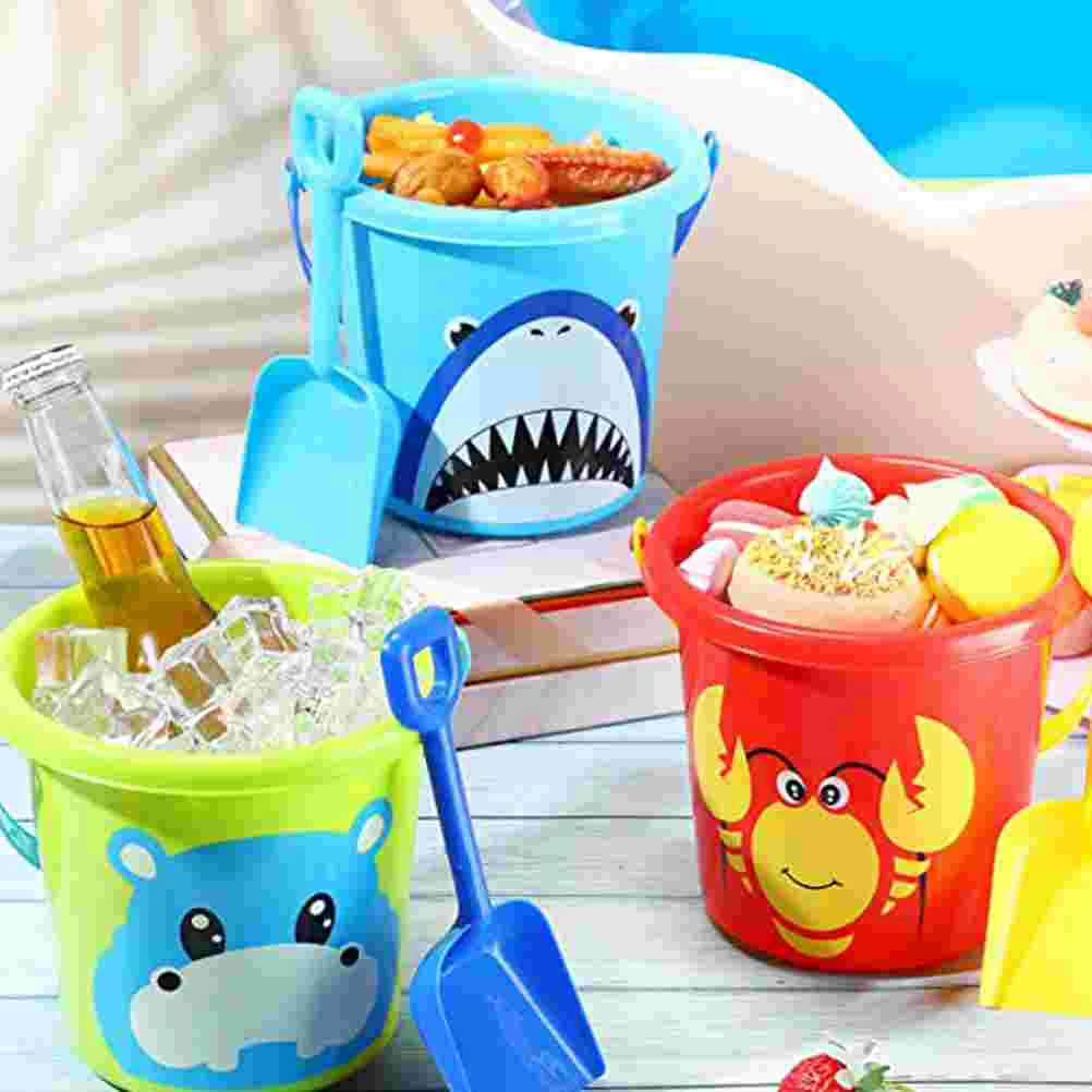 

12 Sets Kids Beach Playing Cartoon Pattern Buckets Sand Playing Toy
